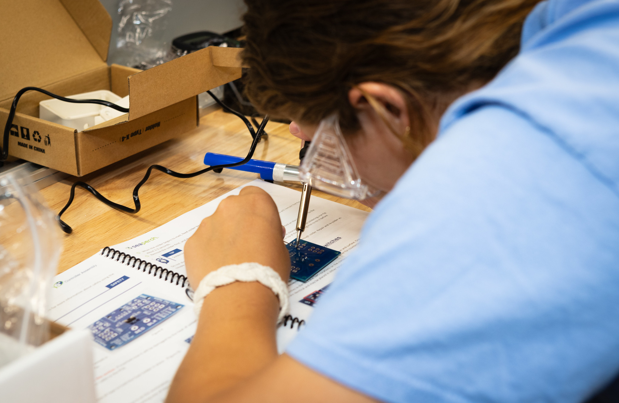 A student works on an engineering project.